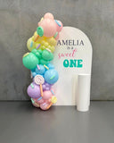 White, Black, Beige, Pink, Blue or Lilac Arch Backdrop Wall Hire with Balloon Garland #WHBD