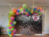 Gold , Pink, Black or Silver Shimmer Wall  with Organic Balloon Garland HIRE