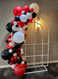 Mesh Arch White or Black or White French Window Backdrop with Balloon Garland HIRE
