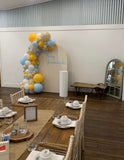 Beige, Pink, Blue or Lilac Arch Backdrop Wall Hire with Balloon Garland #BPBLBD