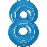 Number 8 Blue INFLATED 86cm Megaloon Balloon #30543