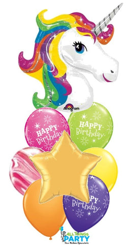 Unicorn Bright Birthday Balloon Bouquet INFLATED #Unicorn2