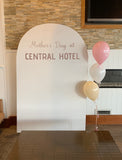 White, Black, Beige or Pink Arch Backdrop Wall Hire with Balloon Garland #WHBD