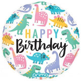45cm Round Birthday Colourful Dinos Foil Balloon #620229