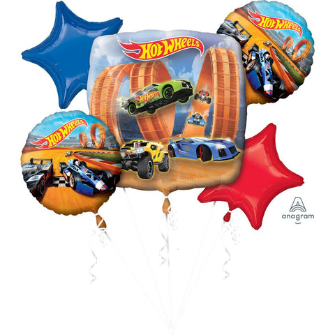 Hot Wheels Cars Licensed Foil 5 Balloon Bouquet Kit INFLATED #32016