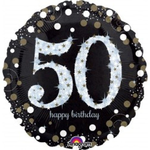 Sparkling Birthday 50th Holographic Foil 45cm (18") INFLATED #32131