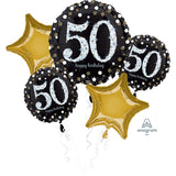 Sparkling Birthday 50th Balloon Bouquet Kit 5 Pack INFLATED #32145