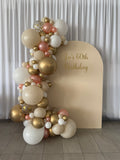 White, Black, Beige, Pink, Blue or Lilac Arch Backdrop Wall Hire with Balloon Garland #WHBD