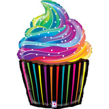 Rainbow Cupcake Foil Shape 56cm (22") INFLATED #358560