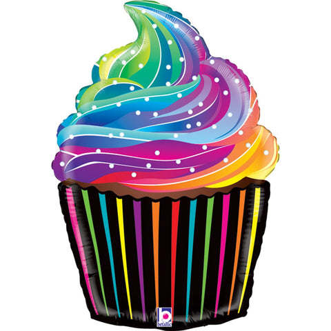 Rainbow Cupcake Foil Shape 56cm (22") INFLATED #358560