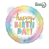 Pastel Happy Birthday Holographic Foil 45cm (18") INFLATED #369610