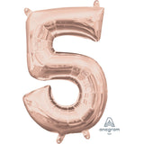 Foil Rose Gold Number 5 INFLATED 16" (Air-Fill)