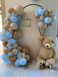 Beige, Pink, Blue or Lilac Arch Backdrop Wall Hire with Balloon Garland #BPBLBD