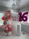 White, Black, Beige, Pink, Blue or Lilac Arch Backdrop Wall Hire with Balloon Garland #WHBD