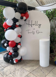 White, Black, Beige, Pink, Blue or Lilac Arch Backdrop Wall Hire with Balloon Garland #WHBD