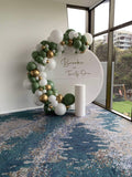 White Acrylic Wall with Organic Balloon Garland HIRE