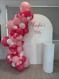 White, Black, Beige, Pink, Blue or Lilac Arch Backdrop Wall Hire with Balloon Garland #WHBD