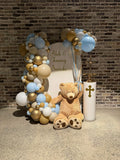 Beige, Pink, Blue or Lilac Arch Backdrop Wall Hire with Balloon Garland #BPBLBD