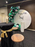White Acrylic Wall with Organic Balloon Garland HIRE