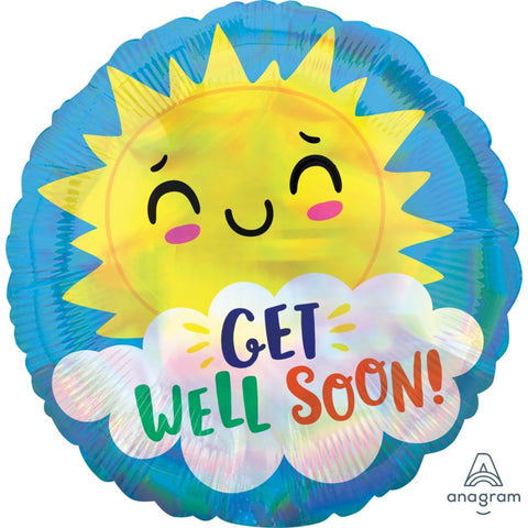 Iridescent Get Well Happy Sun Foil 45cm (18") INFLATED #41691