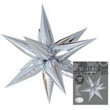 Silver Starburst 100cm Foil Balloon Airfilled INFLATED #428619