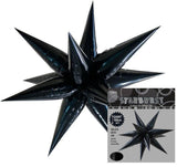 Black Starburst 100cm Foil Balloon Airfilled INFLATED #428657