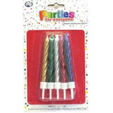 Metallic Candles Asstd with holders Pack 10