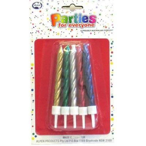 Metallic Candles Asstd with holders Pack 10