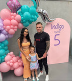 Beige, Pink, Blue or Lilac Arch Backdrop Wall Hire with Balloon Garland #BPBLBD