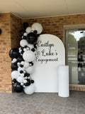 White, Black, Beige or Pink Arch Backdrop Wall Hire with Balloon Garland #WHBD