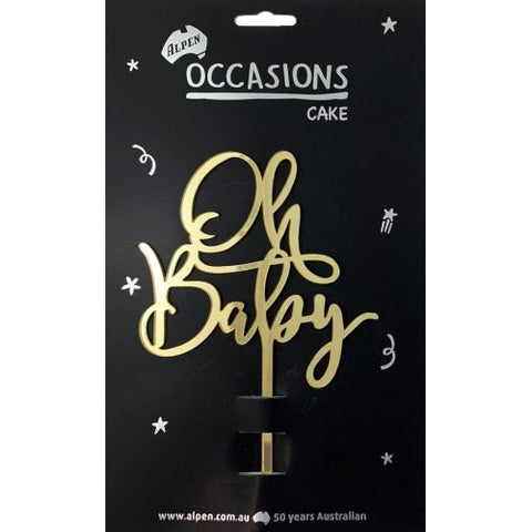 Cake Topper Acrylic 2mm Oh Baby Gold #443038