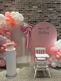 Beige, Pink, Blue or Lilac Arch Backdrop Wall Hire with Balloon Garland #BPBLBD