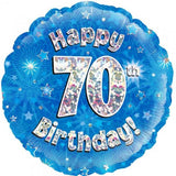 70th Birthday Foil Blue Balloon 45cm #228052