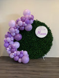 Round Green Wall with Organic Balloon Garland, HIRE ITEM Price From