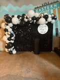 Gold , Pink, Black or Silver Shimmer Wall  with Organic Balloon Garland HIRE