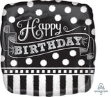 Black & White Chalkboard Happy Birthday 45cm Foil INFLATED #30927