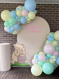 White, Black, Beige, Pink, Blue or Lilac Arch Backdrop Wall Hire with Balloon Garland #WHBD