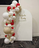 White, Black, Beige, Pink, Blue or Lilac Arch Backdrop Wall Hire with Balloon Garland #WHBD