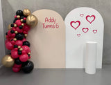 Beige, Pink, Blue or Lilac Arch Backdrop Wall Hire with Balloon Garland #BPBLBD