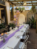 White, Black, Beige, Pink, Blue or Lilac Arch Backdrop Wall Hire with Balloon Garland #WHBD