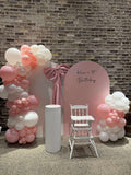 White, Black, Beige, Pink, Blue or Lilac Arch Backdrop Wall Hire with Balloon Garland #WHBD