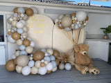 Beige, Pink, Blue or Lilac Arch Backdrop Wall Hire with Balloon Garland #BPBLBD