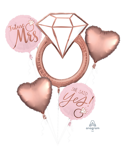 She Said Yes, Future Mrs Foil Balloon Rose Gold Blush Bouquet Kit INFLATED #39716