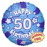 Happy 50th Birthday Blue Foil 46cm 18inch INFLATED #19569