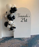 White, Black, Beige or Pink Arch Backdrop Wall Hire with Balloon Garland #WHBD