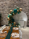 White Acrylic Wall with Organic Balloon Garland HIRE