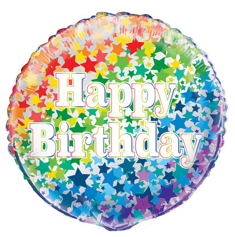 RAINBOW STARS "HAPPY BIRTHDAY" 45CM (18") FOIL BALLOON #55789