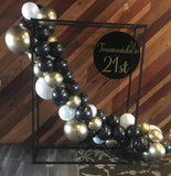 Black Square 3D Frame with Organic Balloon Garland HIRE ITEM