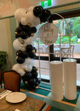 Mesh Arch White or Black or White French Window Backdrop with Balloon Garland HIRE