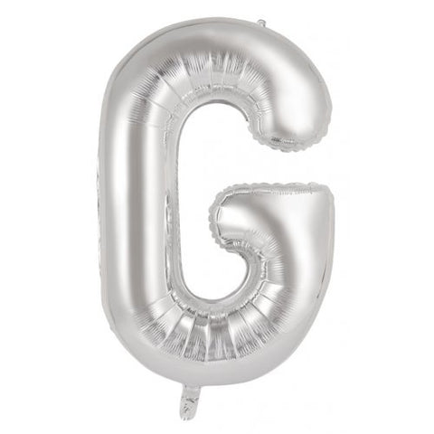 Giant Letter Balloon G Silver Foil 86cm INFLATED #213906